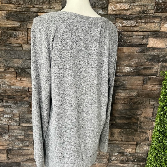 Gray V-Neck Women's Sweater - Picture 3 of 10
